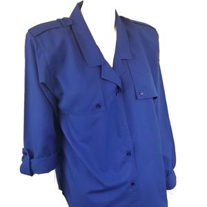Diane Von Furstenberg DVF Cobalt Blue Blouse Sz 10